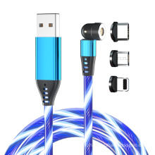 Megnetic USB charging 540 degree rotate luminous line data cable 3A fast charging wholesale hot sell cable for iphone